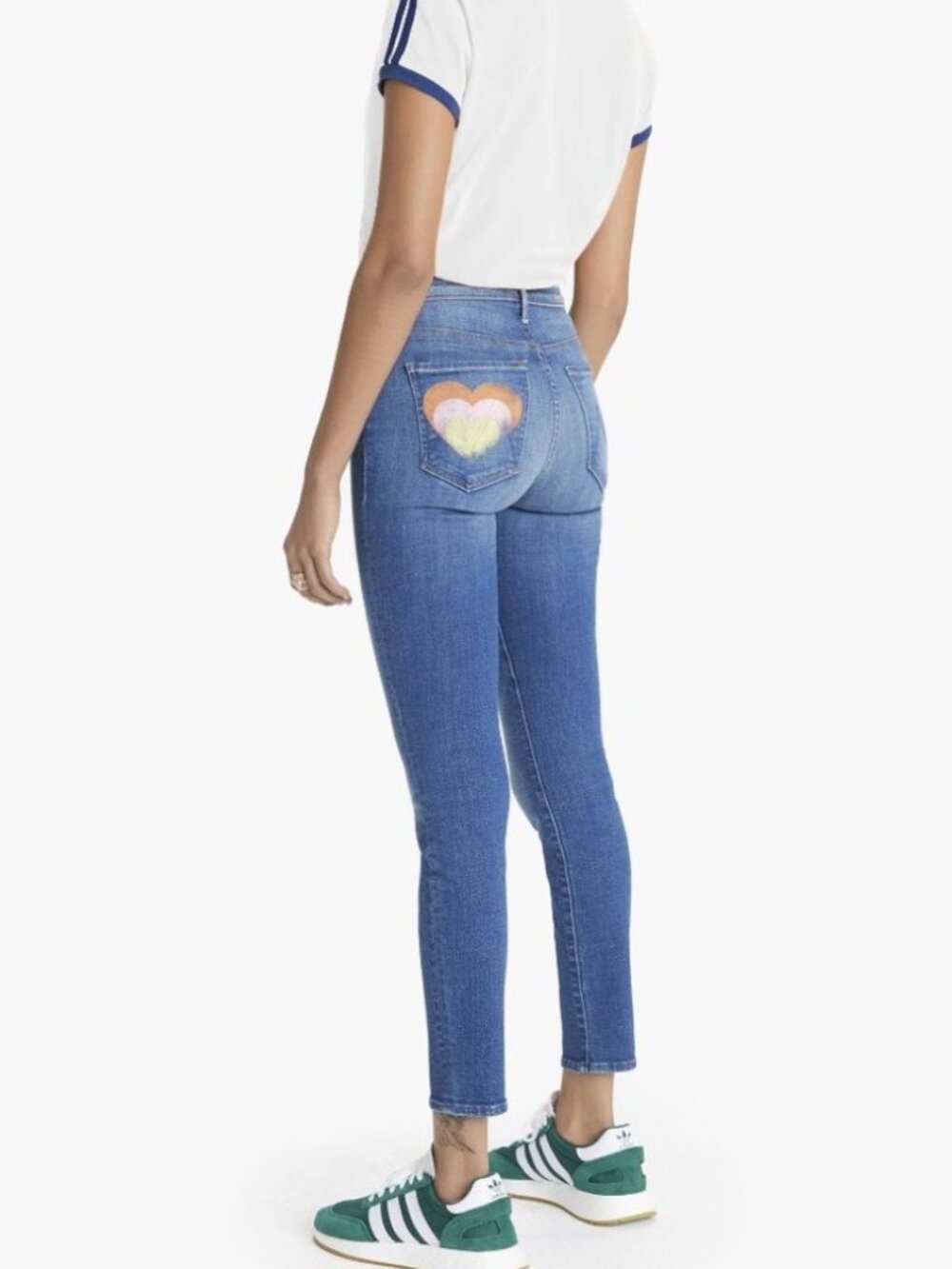 MOTHER The Super Stunner Ankle Jeans Double Vision Heart Pocket Boho HTF Sz 34 - Picture 4 of 13